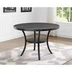 Roundhill Furniture Biony Espresso Wood Dining Set with Fabric Nailhead Chairs