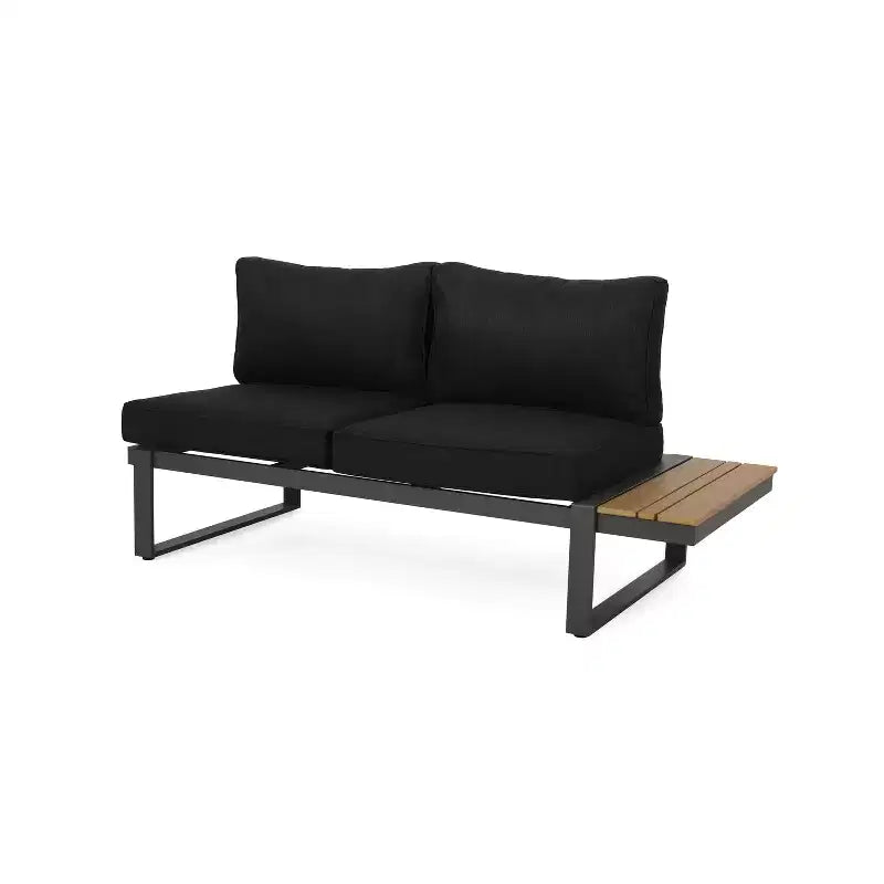 GDFStudio Johana V-vormige aluminium loungeset voor buiten, geschikt voor 5 personen, met kussens