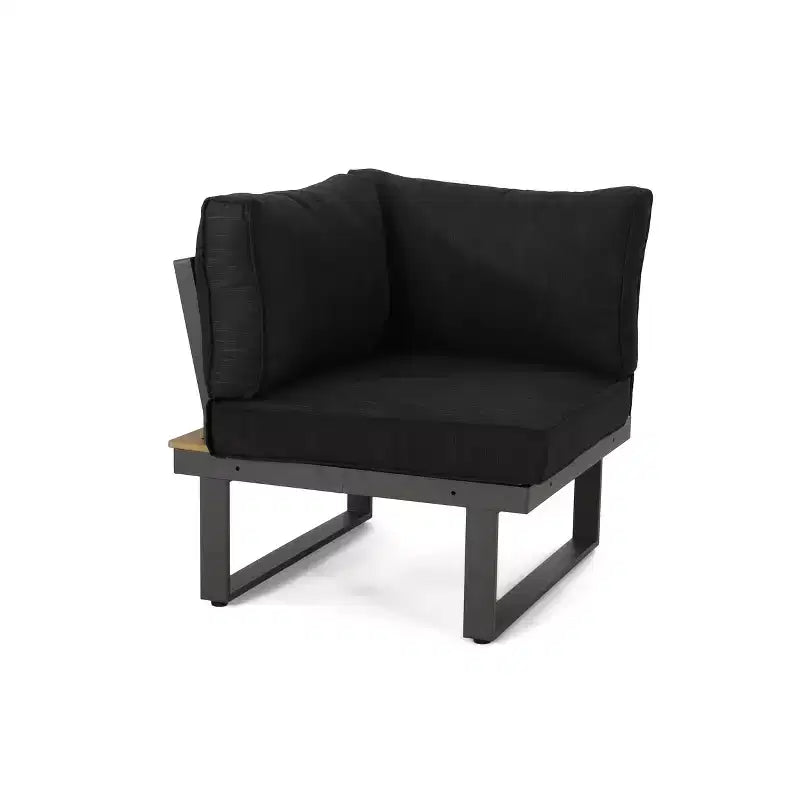 GDFStudio Johana V-vormige aluminium loungeset voor buiten, geschikt voor 5 personen, met kussens