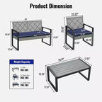 GDFStudio Elton Patio 4 pcs Steel and Rattan Conversation Set