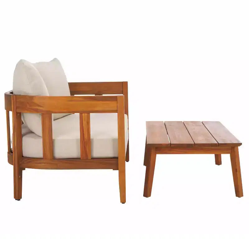 Owen Bench & Table Patio Set - Indoor/Outdoor - PAT7086 - Natural/Taupe - Safavieh