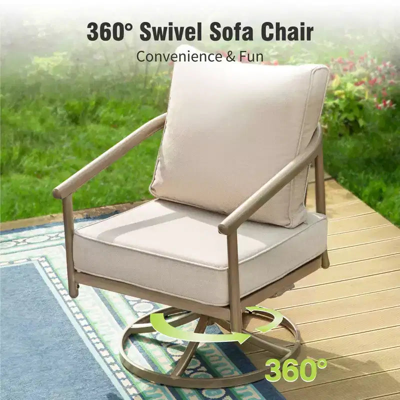 Captiva Designs 4-delige Windsor-stijl loungeset voor terras en tuin met draaistoelen voor terras, gazon of achtertuin