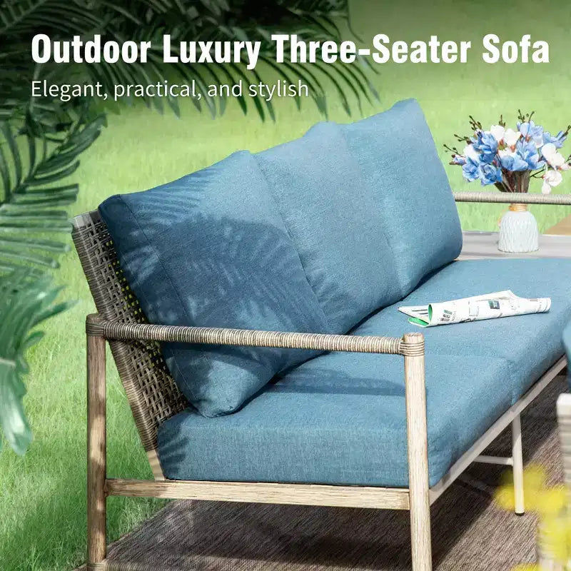 Captiva Designs 6-delige loungeset van wicker voor buiten, met salontafel, voor bij het zwembad of in de achtertuin