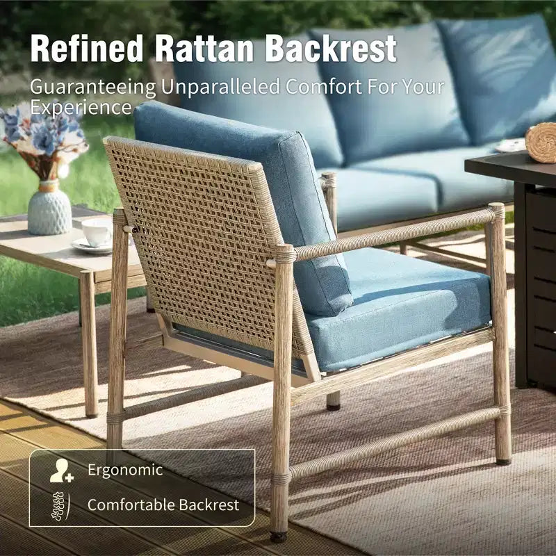Captiva Designs 6-delige loungeset van wicker voor buiten, met salontafel, voor bij het zwembad of in de achtertuin