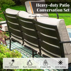 Captiva Designs 5pc Metal Patio seating Furniture Fire Pit Set with Swivel Chairs for Garden Porch Backyard