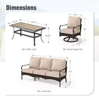 Captiva Designs 4pc Extra Large Metal and Rattan Outdoor Patio Conversation Set with Swivel Single Sofas