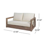 Christopher Knight Home Andrae 4-zits loungeset voor buiten van acaciahout met kussens, bruin en beige