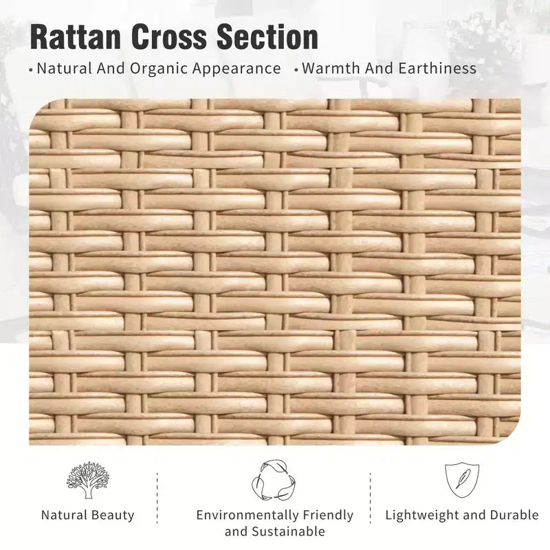 Captiva Designs 6-delige extra grote metalen en rotan loungeset voor buiten met draaibare stoelen met rasterrugleuning en tafel