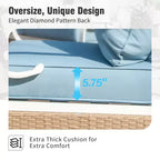 Captiva Designs 6-delige extra grote metalen en rotan loungeset voor buiten met draaibare stoelen met rasterrugleuning en tafel