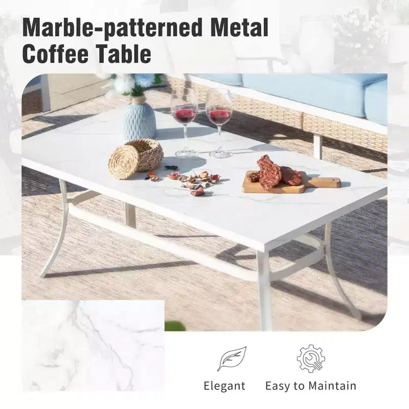 Captiva Designs 4-delige extra grote metalen en rotan loungeset voor buiten met schommelstoelen met rasterrugleuning en tafel