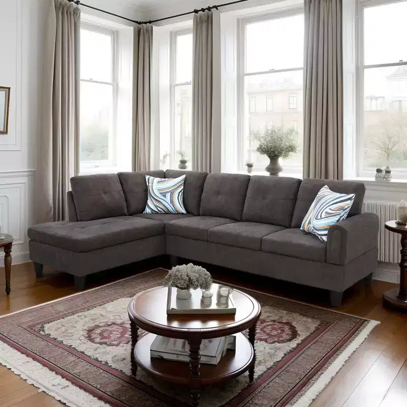 Chenille Velvet Sofa, Three-Piece Set for Living Room, Features Double-Layer Spring and Soft Comfort