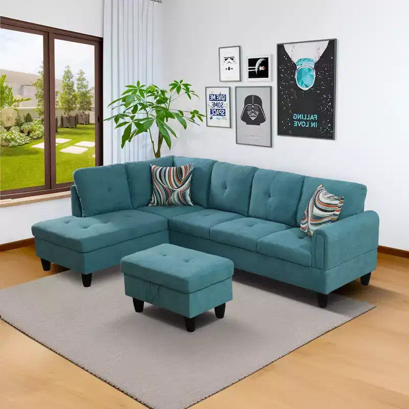 Chenille Velvet Sofa, Three-Piece Set for Living Room, Features Double-Layer Spring and Soft Comfort
