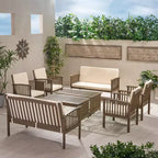 Christopher Knight Home Navan loungeset voor buiten van acaciahout voor 8 personen met waterafstotend kussen
