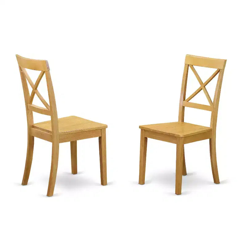 HomeStock Modern 5 Piece Round Dining Table Set Oak Finish