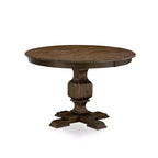 HomeStock Round Dining Table Set with 6 Chairs Distressed Jacobean
