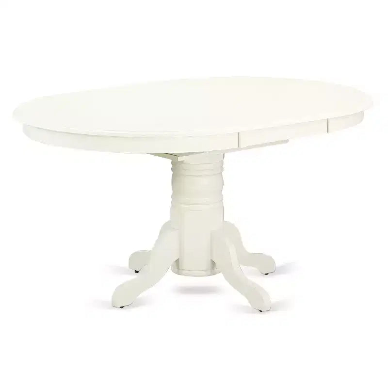 HomeStock 7 Piece Linen White Dining Room Table Set Oval Table with 6 Chairs