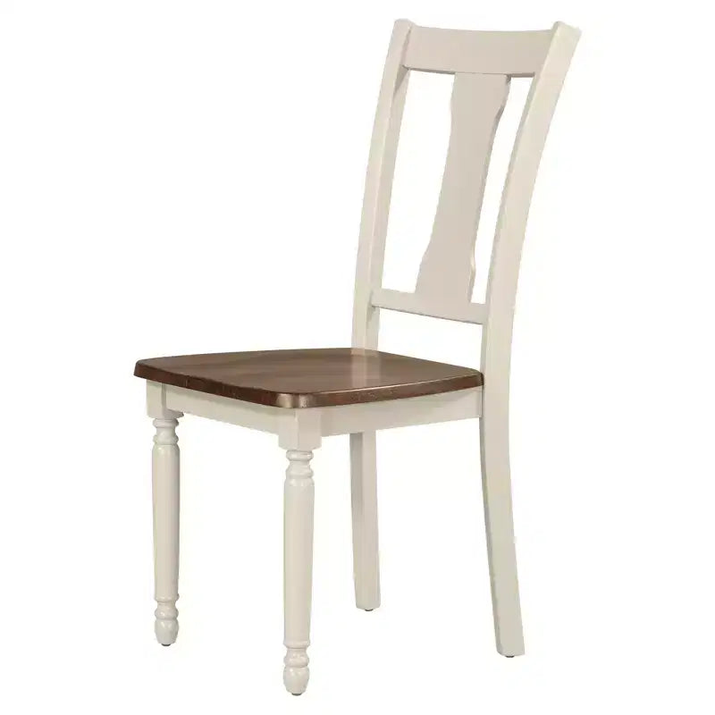 6-Piece Dining Table Set Dining Set with 4 Chairs with Bench, Classic Retro Style, Brown+Cottage White-HABITRIO