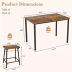 VECELO 5 Piece Dining Table & Chairs Set for 4, Kitchen Furniture MDF Board and Rectangular Metal Frame, Space-Saving, Black/Brown/Oak