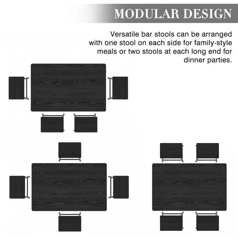 VECELO 5 Piece Dining Table & Chairs Set for 4, Kitchen Furniture MDF Board and Rectangular Metal Frame, Space-Saving, Black/Brown/Oak