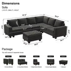 Belffin Modular Velvet Tufted L Shaped Sofa Couch with Reversible Chaise Convertible Modular Sectional Sofa Set with Storage Ottoman