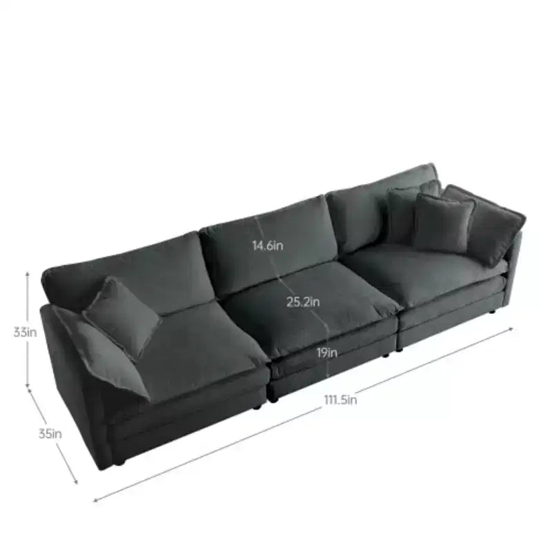 3-Piece Upholstered Sofa Set, Modern Couches for Living Room