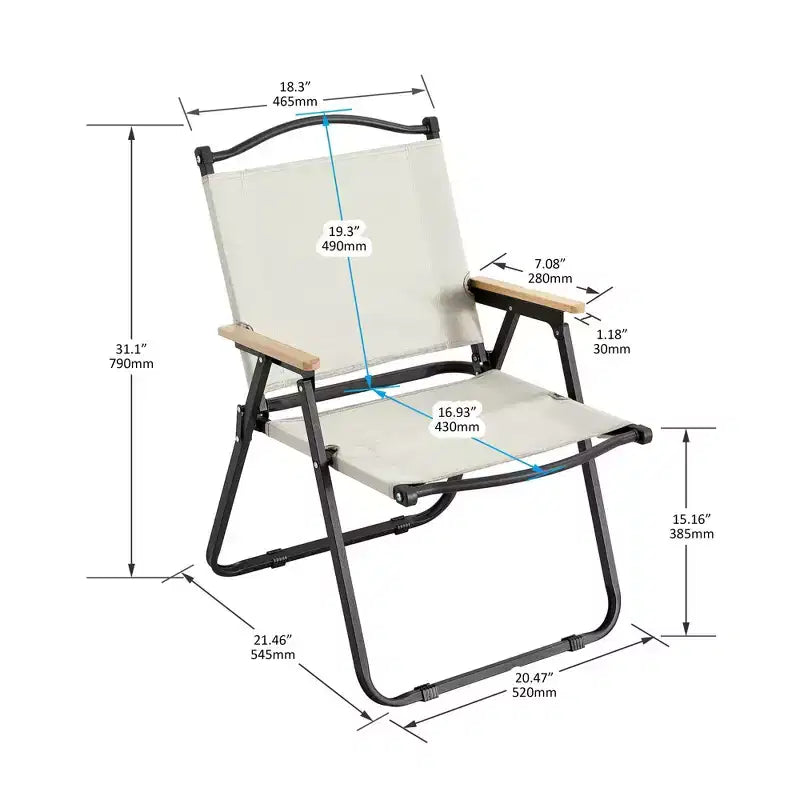 2-piece Folding Outdoor Chair for Indoor, Outdoor Camping, Picnics, Beach,Backyard, BBQ, Party, Patio