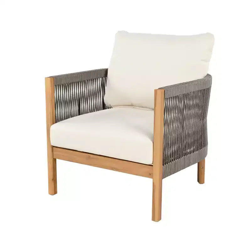 Christopher Knight Home Naveed 5-delige loungeset voor buiten van acaciahout met gevlochten touw en kussens
