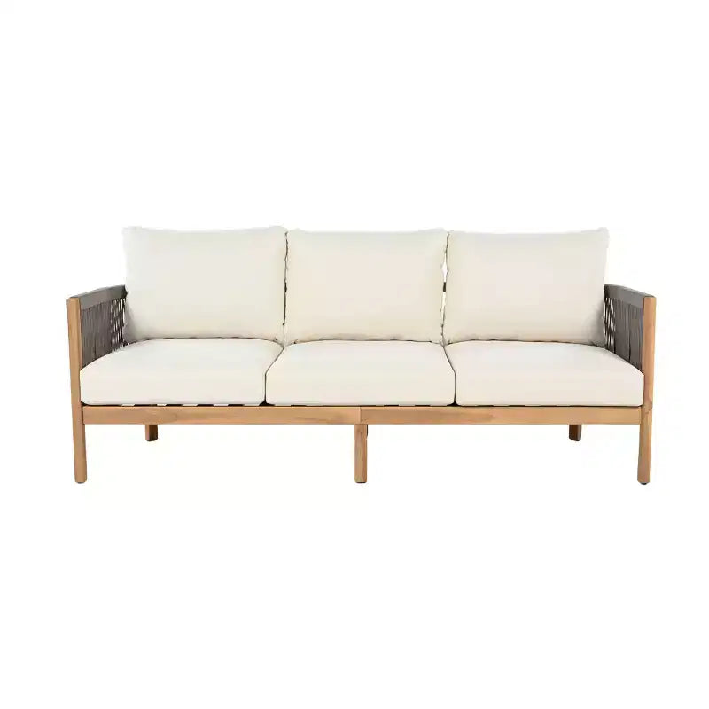 Christopher Knight Home Naveed 5-delige loungeset voor buiten van acaciahout met gevlochten touw en kussens