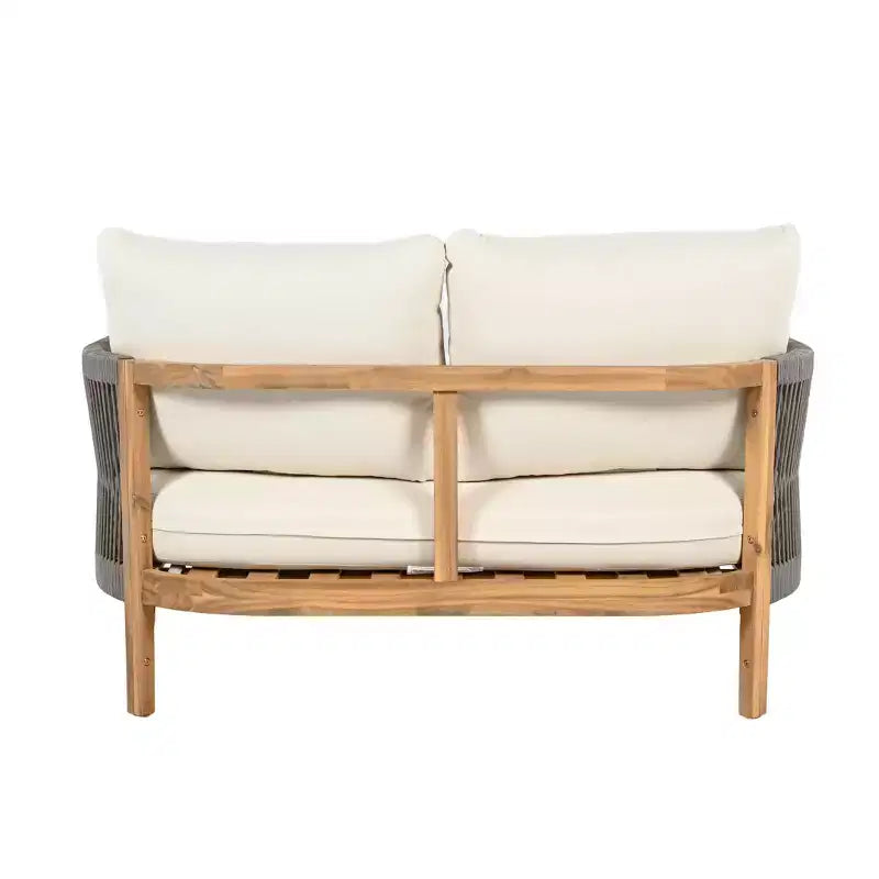 Christopher Knight Home Naveed 5-delige loungeset voor buiten van acaciahout met gevlochten touw en kussens
