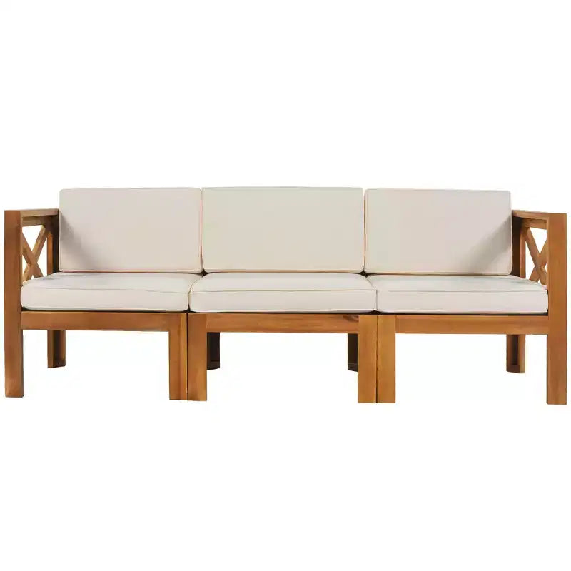 Whisen 5-delige loungeset voor terras van natuurlijk hout met kussens voor buiten en de achtertuin