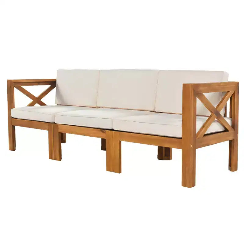 Whisen 5-delige loungeset voor terras van natuurlijk hout met kussens voor buiten en de achtertuin