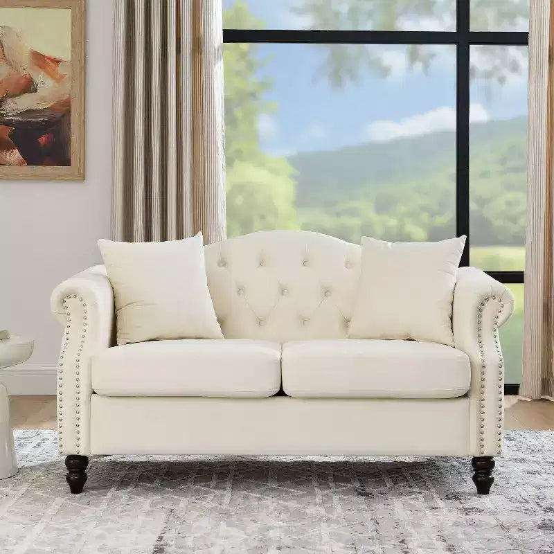 Velvet Upholstered 3-Seater and 2-Seater Combined Sofa Set