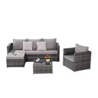 3-Piece Outdoor Patio Furniture Set: Woven L-Shaped Sectional with Single Sofa, Detachable Lounger, and Coffee Table for Cozy Conversations