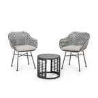 Christopher Knight Home Gulley Outdoor Wicker 3 Piece Chat Set with Cushion, White/Black