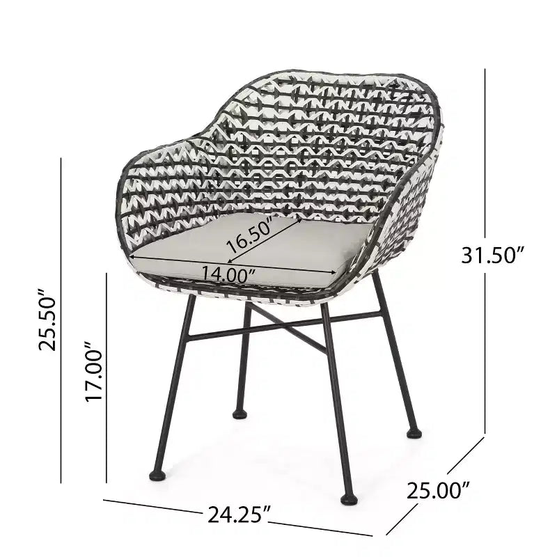 Christopher Knight Home Gulley Outdoor Wicker 3 Piece Chat Set with Cushion, White/Black