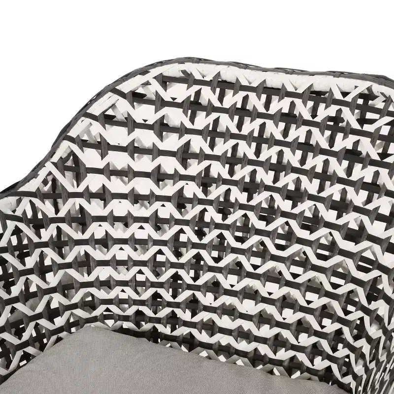 Christopher Knight Home Gulley Outdoor Wicker 3 Piece Chat Set with Cushion, White/Black