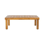 Christopher Knight Home Percy 4 Piece Patio Acacia Wood L Shape Upholstered Sectional Sofa Set with Coffee Table