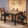 Kitchen Table with 2 Upholstered Chairs, Wood 3-Piece Kitchen Dining Room Set with Corner Protector for Small Space, Apartment, Dining room, Kitcen