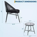 3-Piece Acapulco Patio Set  All-Weather Woven Chairs & Tempered Glass Table for Balcony/Deck