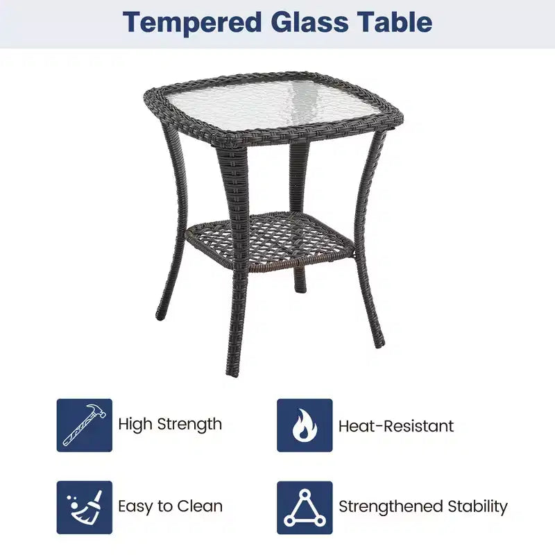 Acekool 3-delige set met draaibare schommelstoelen, bijzettafel en dikke kussens, meerdere kleuropties voor patio, veranda of bij het zwembad