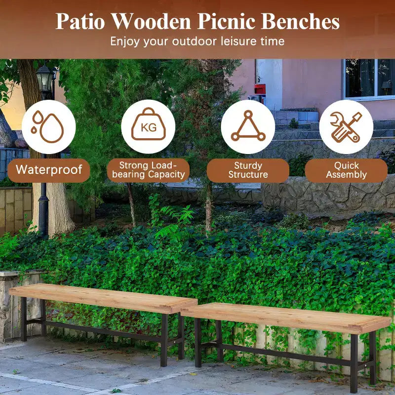 EROMMY Wooden Picnic Bench(Set of 2)