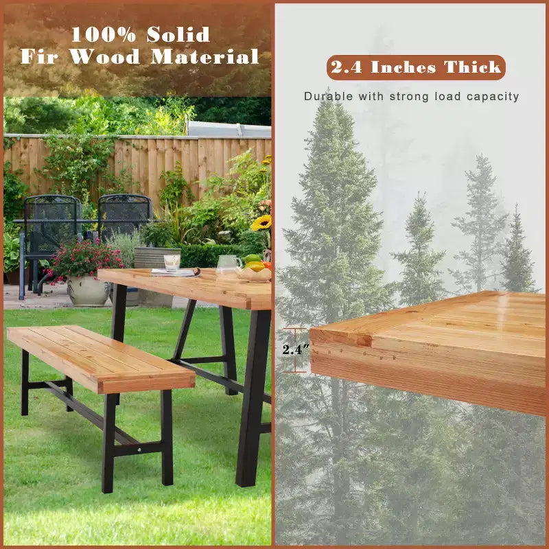 EROMMY Wooden Picnic Bench(Set of 2)