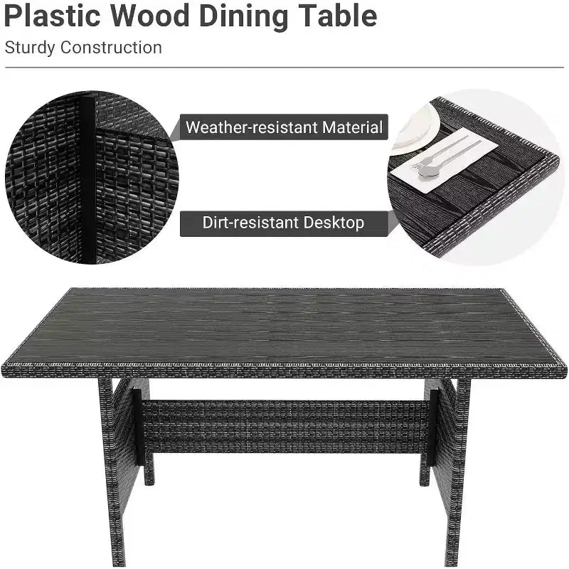 Acekool 7-delige tuinmeubelset voor buiten met grijs PE-rattan, kussens en glazen tafel voor veranda, balkon en achtertuin