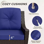 EAGLE PEAK Azure Bay 8 Pieces Wicker Outdoor Patio Furniture Set, Sofa 4 Chairs with Ottomans and Side Table