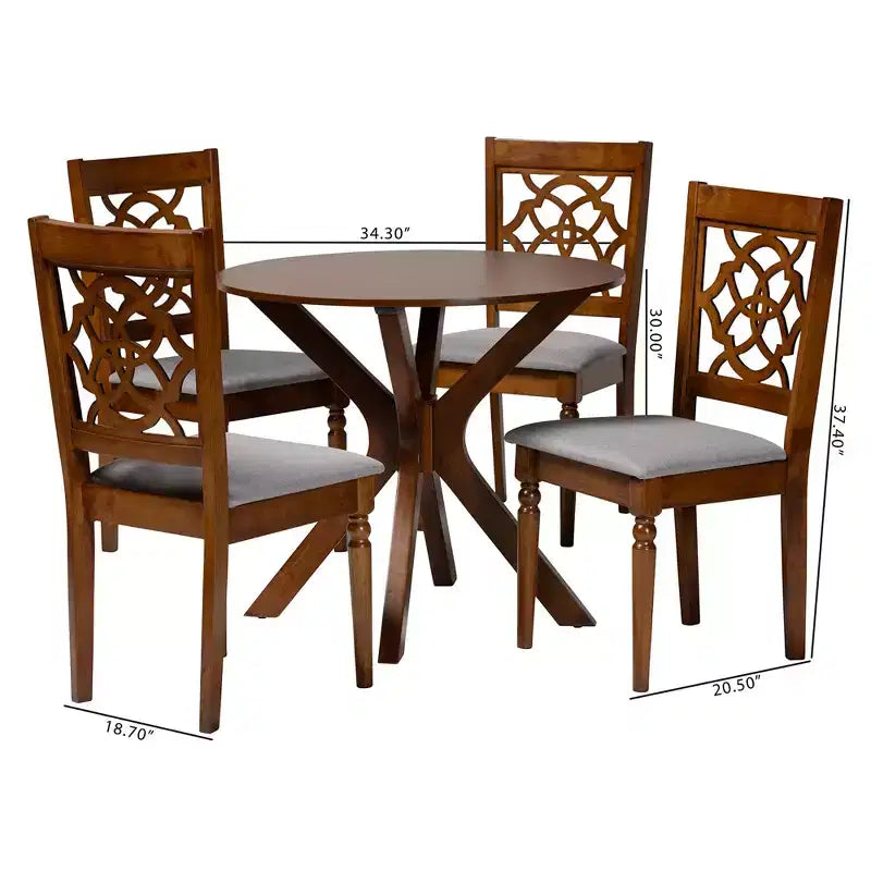 Baxton Studio Sadie Modern Grey and Walnut Brown Wood 5-Piece Dining Set