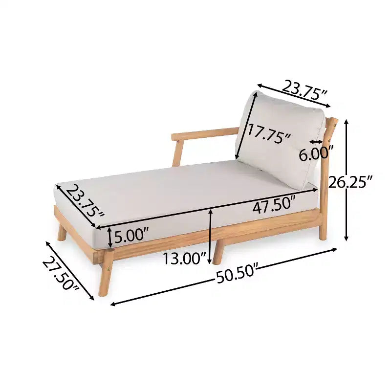 Christopher Knight Home Shane rustieke loungeset voor buiten van acaciahout met gestoffeerde loveseat en chaise longue