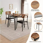 3-Piece Dining Set for 2 with Storage Rack  Metal Frame Square Table & Upholstered Chairs, Space-Saving Apartment Kitchen Set