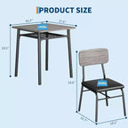 3-Piece Dining Set for 2 with Storage Rack  Metal Frame Square Table & Upholstered Chairs, Space-Saving Apartment Kitchen Set