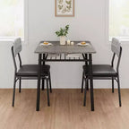 3-Piece Dining Set for 2 with Storage Rack  Metal Frame Square Table & Upholstered Chairs, Space-Saving Apartment Kitchen Set