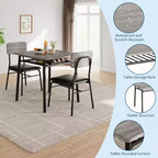 3-Piece Dining Set for 2 with Storage Rack  Metal Frame Square Table & Upholstered Chairs, Space-Saving Apartment Kitchen Set